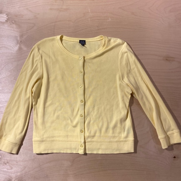 Rafaella Sweaters - Rafaella Pale Yellow Button-Up Cardigan Medium (QQ)